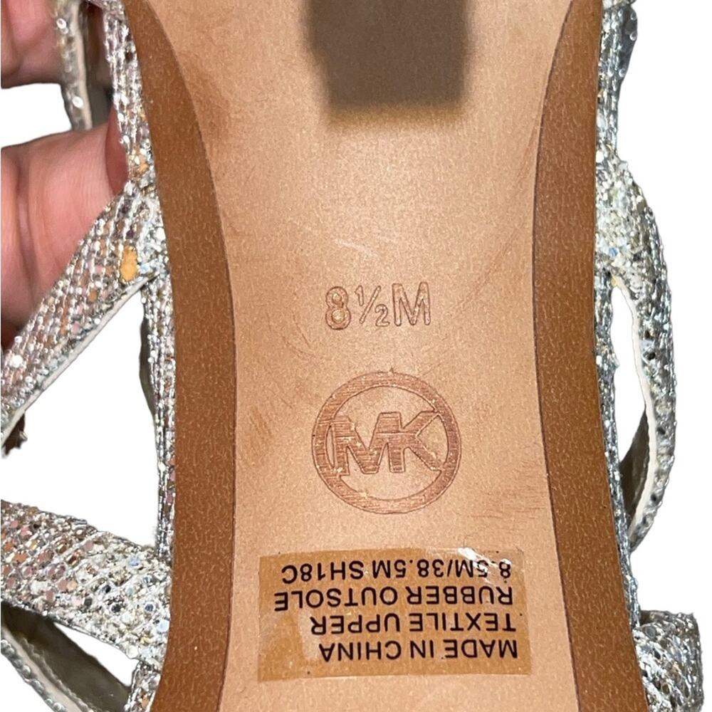 MICHAEL Michael Kors Strappy Sandra Platform Party Heels T Strap Like New 8.5 - Picture 6 of 7